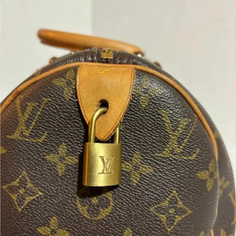 Louis Vuitton monogram speedy 45 vintage brown coated canvas LV top handle bag - Picture 5 of 13